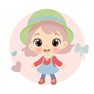 可爱戴帽小女孩插画