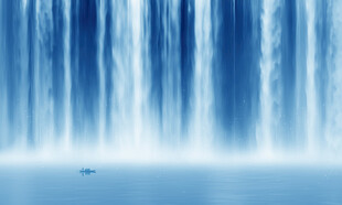  流水生财瀑布山水画