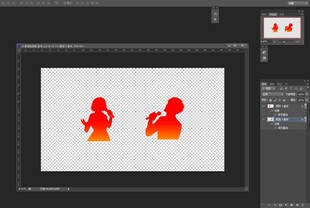 男女唱歌剪影PNG透明元素