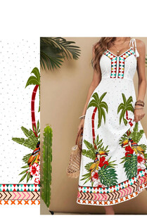 热带风情印花连衣裙