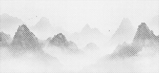 三角形水墨山水意境点状图