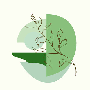 抽象简约绿叶几何线条民宿房间画