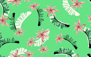 绿色底花卉植物图案设计