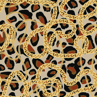 豹纹金链图案布料纹理