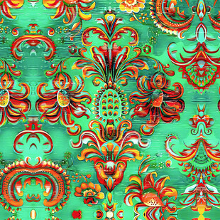 绿色异域风花卉图案纹理