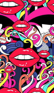 多彩嘴唇抽象艺术图案