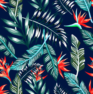 热带植物花卉无缝图案
