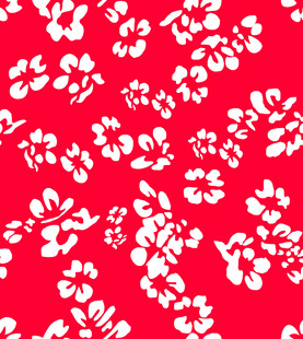 红色底白色花卉图案纹理
