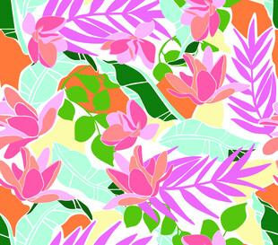 热带花卉图案设计