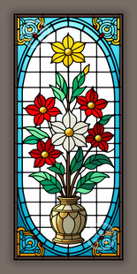 华夏风情蒂凡尼彩晶玻璃艺术图案