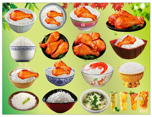 一碗米饭 鸡腿 龙虾