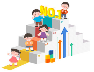 儿童竞争冠军第一名学习教育插画