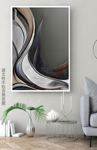 现代手绘立体线条抽象装饰画