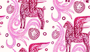 粉色骏马图案精美花纹