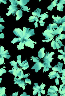 蓝色抽象花朵 数码印花 