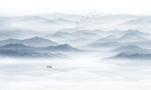 水墨山水风景画壁画