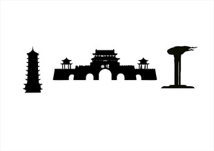 城市地标性建筑矢量图