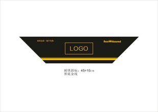 床垫商标斜标刺绣黑色梯形