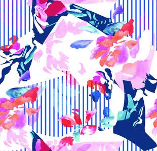 多彩花卉条纹图案设计