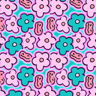 多彩花朵图案背景设计