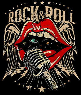 摇滚之魂麦克风与红唇图案