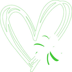 绿色线条勾勒的心形图案