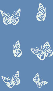 蓝色背景上的白色蝴蝶图案