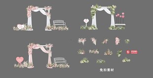 浪漫户外婚礼拱门装饰设计图