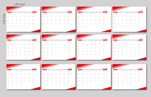 红色简约台历2026年月历