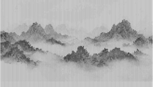 线条水墨山水意境图