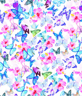 多彩蝴蝶花卉图案背景