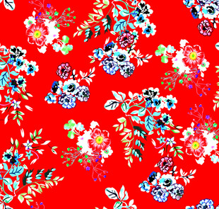 红色花卉图案精美布料