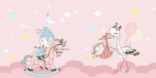 粉色卡通女孩背景墙