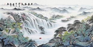 水墨山水瀑布风景画