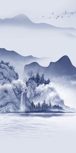 蓝色 新高清玄关画 TiF分层