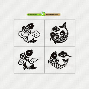 矢量鲤鱼锦鲤图案图标