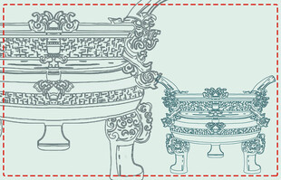 中国鼎文化设计线稿图案