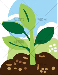 矢量土壤根苗