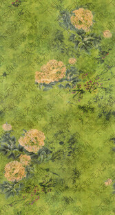 绿色背景上的多彩花朵