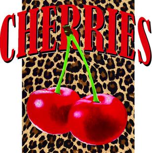 豹纹背景上的红樱桃