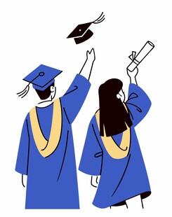 戴博士帽学生矢量毕业典礼