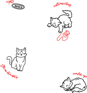 可爱猫咪简笔画及标注