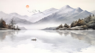 国画意境山水风景