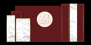 酒红色大理石婚礼舞台迎宾区签到