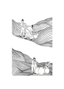  酿酒图 山水插画