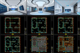 科技展厅cad平面立面图