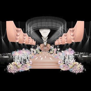 梦幻粉色系婚礼舞台布置