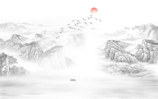 新中式水墨山水画