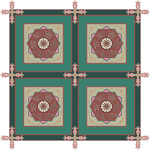 矢量图雍和宫六字真言天花彩绘