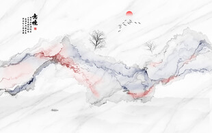 抽象水墨线条烟雾山水电视背景墙